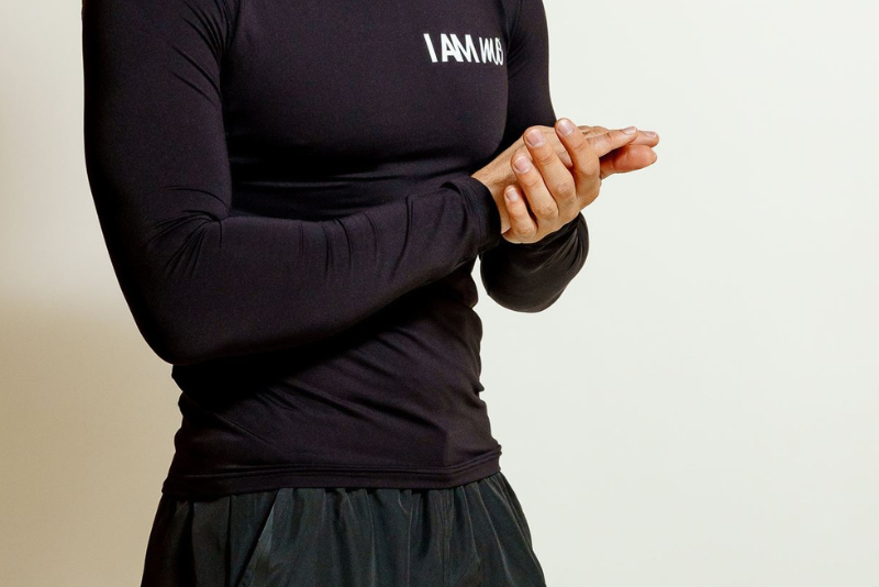 man wearing a skin tight top